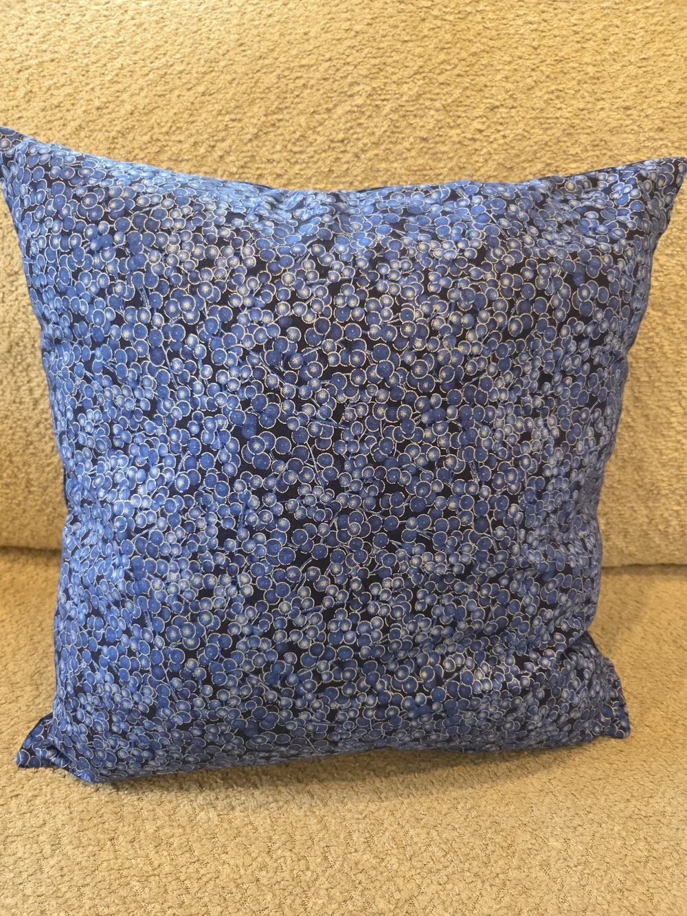 Handmade Blue Snowman Patchwork Holiday Pillow 15x15